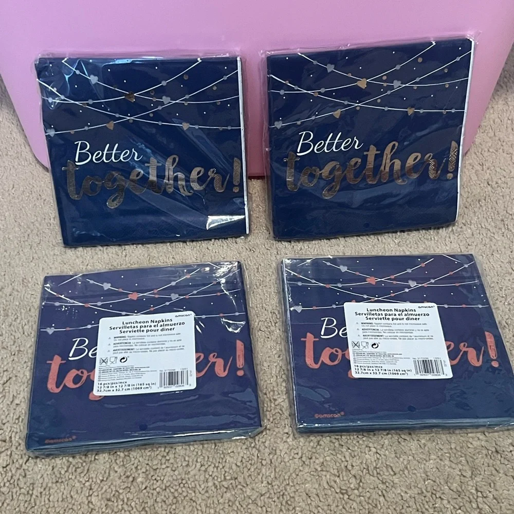 Navy and Gold 'Better Together' Napkins 4 packs of 16 Napkins (64 napkins total)